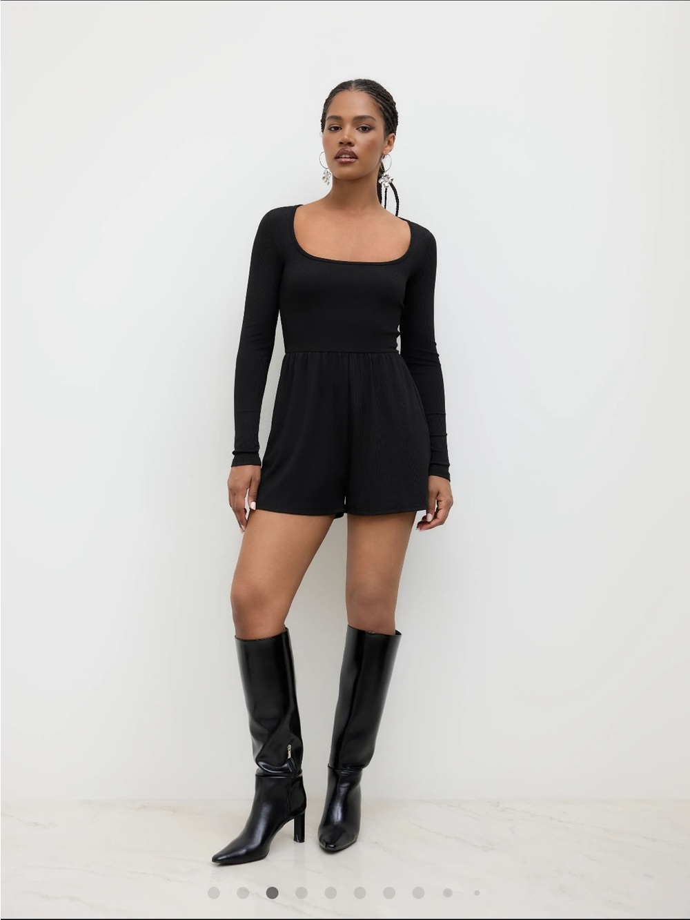 Long-Sleeve Square Neck Romper - Picture 3 of 4